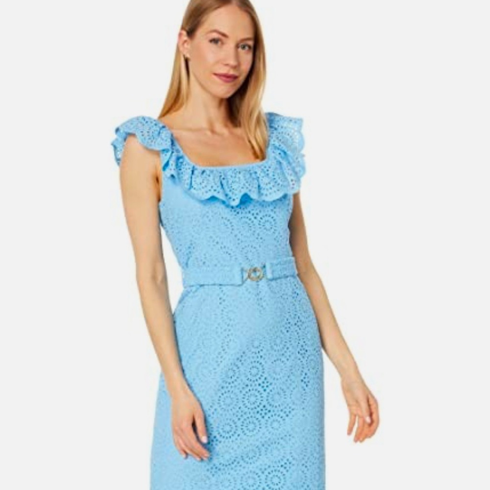 Lily Pulitzer Ryann Shift Blue Eyelet Dress